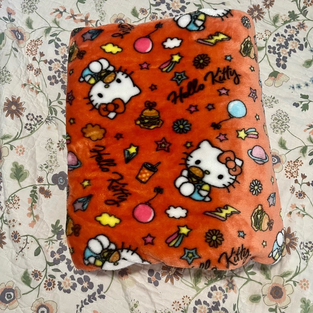 Hello kitty and friends so varsity orange plush blanket